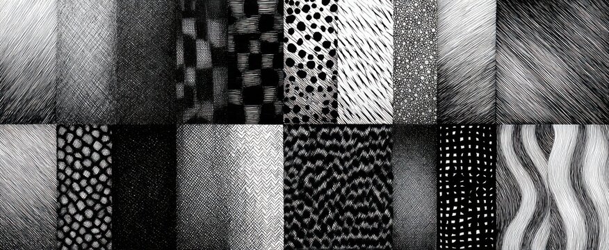 The cross-hatched shading samples evoke depth through shifting line density and patterns.