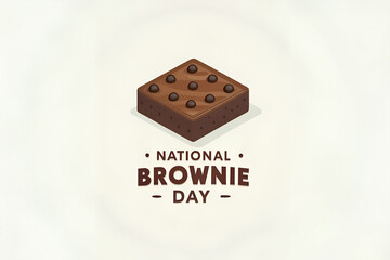National Brownie Day: Stylized Chocolate Chip Brownie Illustration on Neutral Background Celebrates December 8 Sweetness and Dessert Delight. generative ai