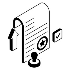 Quality Certification with Verified Progress isometric concept, Officially Recognized Excellence vector design, Business corporation  sign, Stamping Success  symbol, Sales Marketing illustration