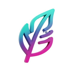 A vibrant, stylized illustration of a leaf with a gradient color scheme, showcasing a modern design.