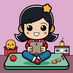 little girl playing with blocks