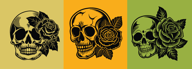 skull and rose