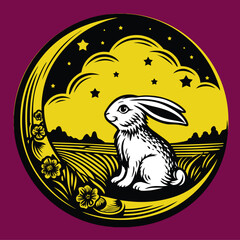 rabbit and moon