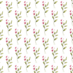 Seamless background, floral pattern with watercolor flowers, leaves, bouquets. Repeat fabric wallpaper print texture. Perfectly for backdrop, wrapped paper.