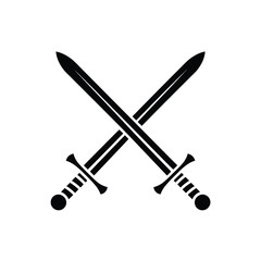 Two crossed swords symbolize conflict, combat, or a duel.