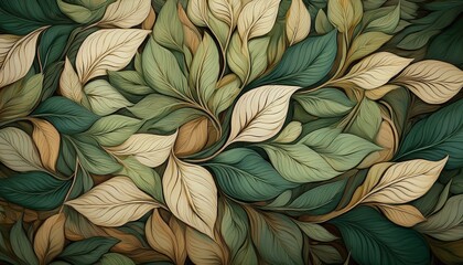 and leaves randomly woven into a dense organic pattern evoking nature and growth themes