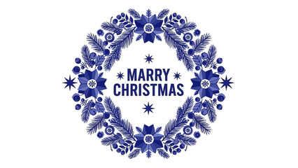 Elegant Marry Christmas floral wreath in Scandinavian style for joyful holiday season greetings and invitations