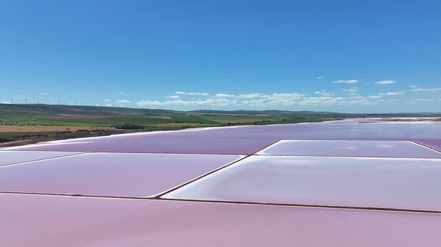Aerial footage of Pink salt lake, Lake Bumbunga South Australia