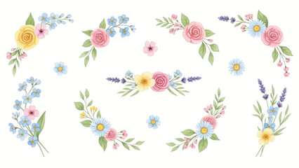 Floral arrangement clipart Decorative design elements for weddings, invitations, and crafts