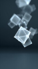 Abstract glowing polygon fragments floating against dark modern background