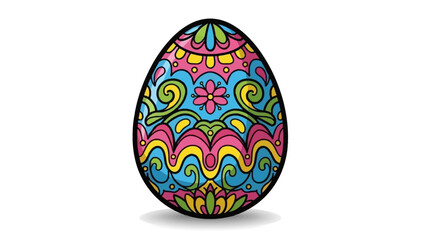 Vibrantly patterned holiday egg illustration featuring intricate folk art designs and cheerful spring colors, perfect for festive seasonal projects