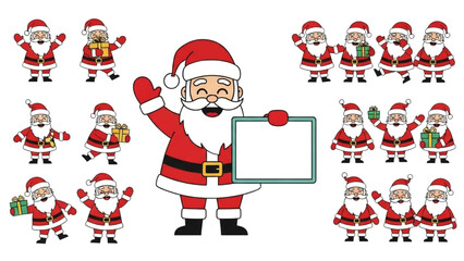 Cute Santa Claus character set illustration for Christmas holiday season