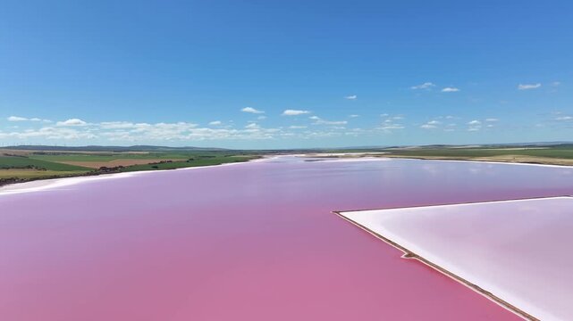 Aerial footage of Pink salt lake, Lake Bumbunga South Australia