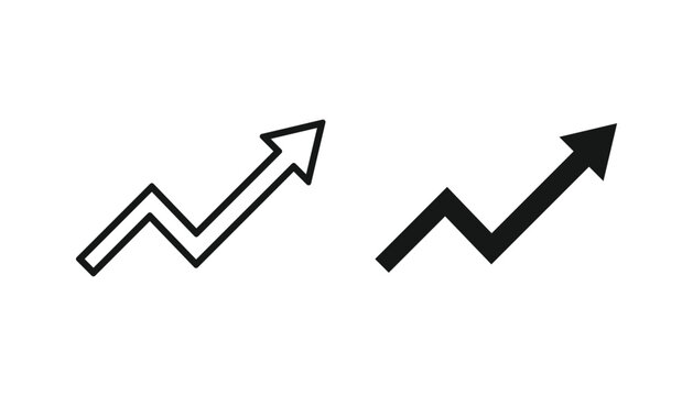 Growing business arrow icon. Arrow up icon. Profit arrow symbol. Growing chart icon. Arrow moving up growing trend icon set