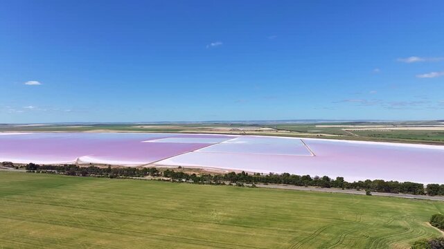 Aerial footage of Pink salt lake, Lake Bumbunga South Australia