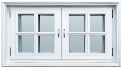 Classic white window frame isolated on transparent background white, cut-out, window, frame, home, isolated, architecture