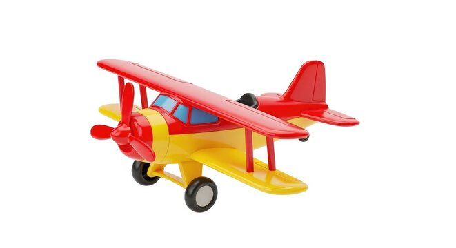 Colorful toy airplane ready for imaginative play and childhood adventures, a classic aviation symbol for kids room decor or fun transportation concepts