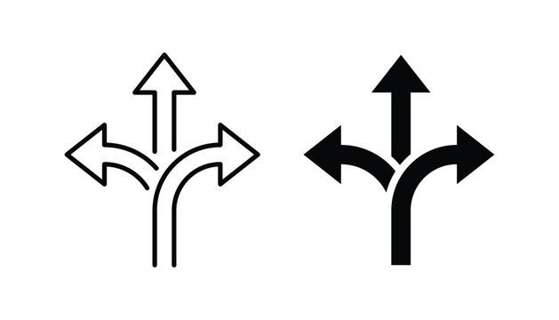 Flexibility icon set. Three directional arrows icon. Vector illustration