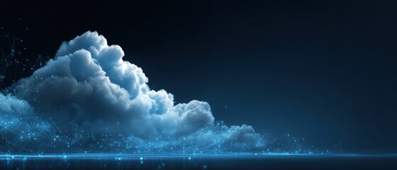 Digital cloud network concept against dark blue background