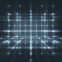 Bright glowing polygonal grid softly fading into darkness abstract design