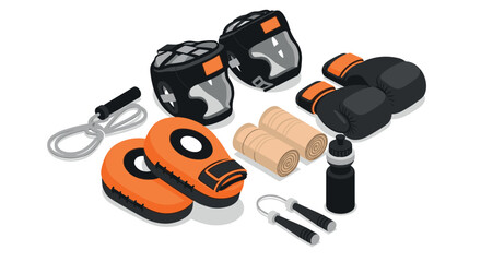 Isometric boxing and fitness gear set: gloves, focus pads, and jump rope for training