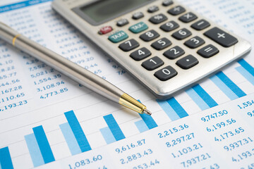 Stethoscope on chart or graph paper, Financial, account, statistics and business data medical health.