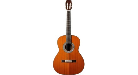 Obraz premium Elegant acoustic guitar ready for your musical inspiration, perfect for music education, classical performances, or adding a touch of class to your creative projects