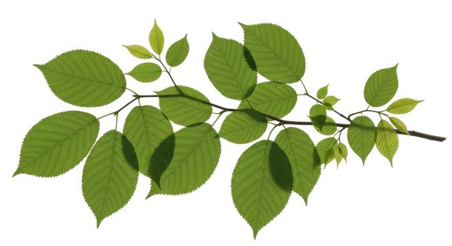 Fresh green leaves create a calming natural design element against a crisp white backdrop perfect for spring promotions, nature-inspired projects and eco-friendly campaigns