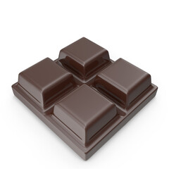 chocolate bar pieces isolated on transparent background, PNG