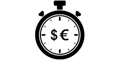 Time is Money Stopwatch Currency Icon Vector
