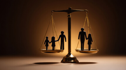 Symbolic representation of family balance on a scale, highlighting social justice and equality themes.