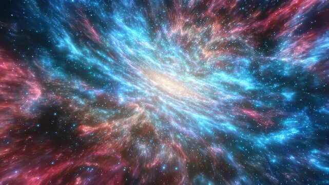 Colorful swirl of stars and nebulae in a cosmic scene during a galactic event in deep space