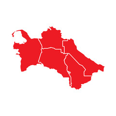 Abstract Red Turkmenistan Map with Cities
