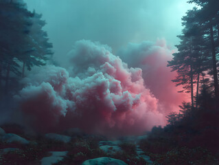 Fototapeta premium Twilight Woods and Crimson Haze