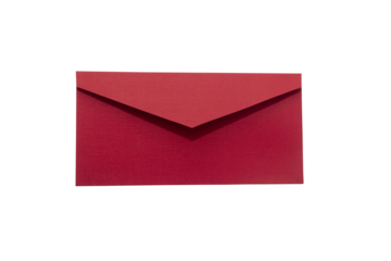 Red paper envelope mockup, isolated on white background, top view, high resolution