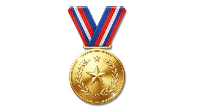 Celebrate victory with this stunning golden medal, perfect for awards ceremonies, competitions, and recognizing outstanding achievement