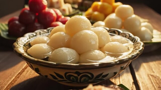 Traditional Indian Dessert Platter featuring Gulab Jamun and Rasgulla on a Rustic Wood Table - Festive Foodie Feast