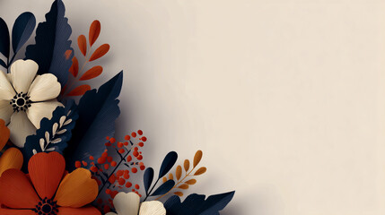 Abstract paper cut art, a vector illustration of a minimalist floral design with a focus on the petals and leaves