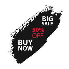 Grunge Brush Stroke Sale and Discount Label, Black Friday shopping Ink Splash 