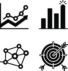 Business growth success and network icons graph chart