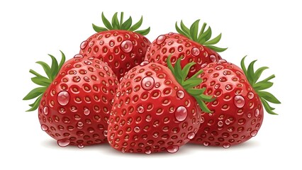 Fresh and ripe strawberries isolated on white background for healthy eating
