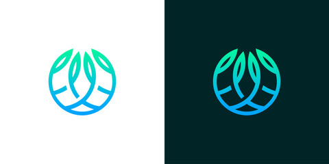 Modern Abstract Circular Logo Design Featuring Stylized Leaves in a Vibrant Gradient, Symbolizing Growth, Nature, and Environmental Sustainability for Branding and Digital Media