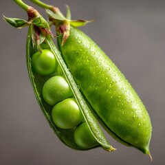 Open Pea Pod Revealing Four Green Peas split Image