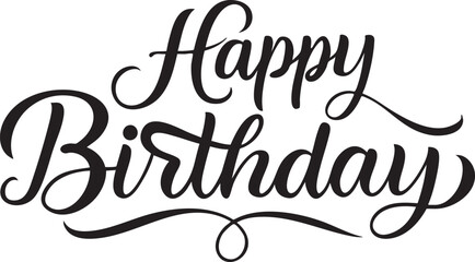 Happy Birthday calligraphy elegant lettering design for greeting cards and invitations isolated on white background