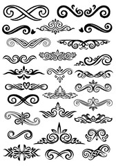 Set of Vintage Ornamental Text Dividers and Flourishes with Hand-Drawn Grunge Texture