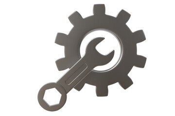 3d wrench and gear settings icon. settings maintenance concept. minimal cartoon gear wrench tool icon for app icon web banner. isolated on white background. 3d render.