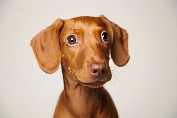 Curious Vizsla Puppy Portrait - Close Up Pet Photography