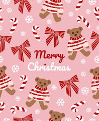 Pattern of New Year's elements on a light pink background.