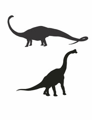 Silhouette of a Brachiosaurus and Diplodocus dinosaurs on a white background © Abel