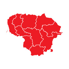 Abstract Red Lithuania Map with Cities